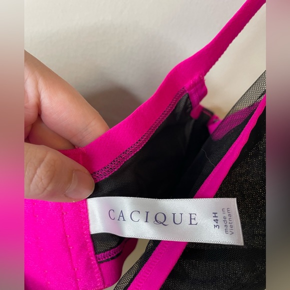 NWOT Cacique Pink and Black Unlined T Shirt Bra - Picture 3 of 12